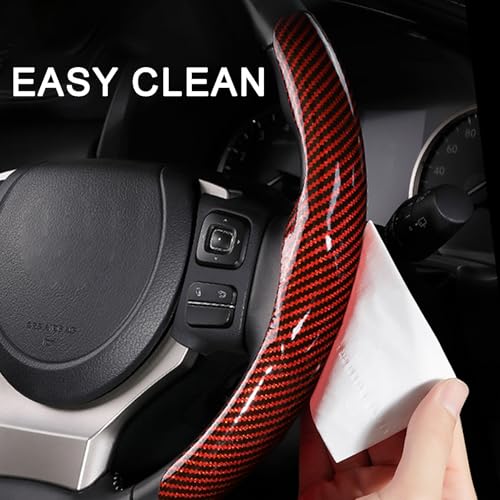 Car Steering Wheel Cover Universal Carbon Fiber 2PCS Segmented Waterproof Steering Covers Comfortable Easy Install All-Season Use(Black)