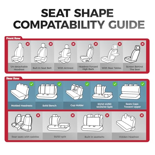 FREESOO Black Red Car Seat Covers Full Set - Faux Nappa Leather Seat Covers for Cars, Breathable Waterproof Front Seats with Lumbar Support and Rear Seat Cover, Fit for Automotive Sedans SUVs Pickups