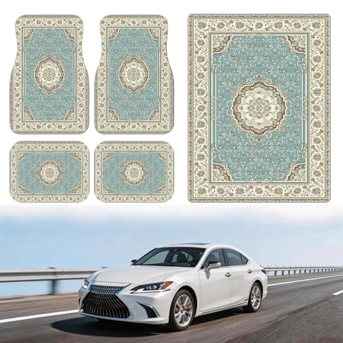 Automotive Floor Mats 5 Pcs, Universal Car Floor Mats, Bohemian Style Cargo Liner, Car Accessory for SUVs/Sedan/Wagons, Durable Protective Mat, Trunk Liner for Families/Travel Enthusiasts - color: Bohemian Style2