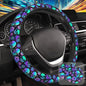 Neon Skull and Flower Steering Wheel Cover with 2 Pcs Car Coasters Neoprene Steering Wheel Cover for Women Men Anti-Slip Breathable Car Accessories Universal 15 Inch Fit Auto Cars Trucks - color: Neon Skull and Flower