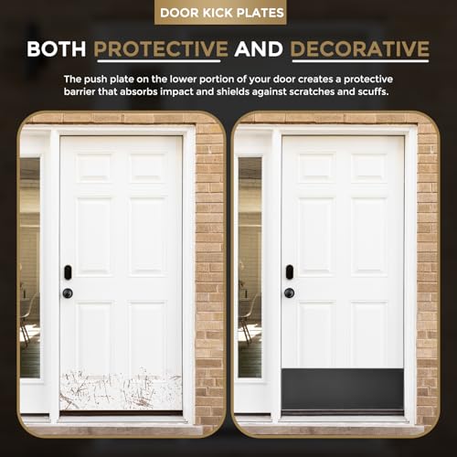 uxcell Door Kick Plate, 10 x 30 Inches Aluminum Kick Plate Door Plate, 1.5mm (1/16 Inch) Thickness, for Exterior Front Door or Back Door, Black (Single Pack) - color: Black, size: 10 x 30 Inch