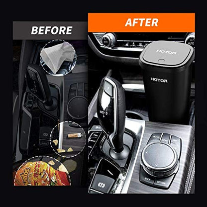 HOTOR Car Trash Can, Car Trash Cup with 30 Additional Trash Bags for Exclusive Using, Multipurpose Trash Can for Car, Office & Home to Meet Various Needs - 2 Packs, Black