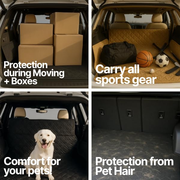 Formosa Covers Dog Cargo Liner for SUV - Heavy Duty Quilted and Padded Mat Covers Trunk Back Area - Hair Easily Shakes Off - Black - Universal Fit 68" W x 93" L - color: Black