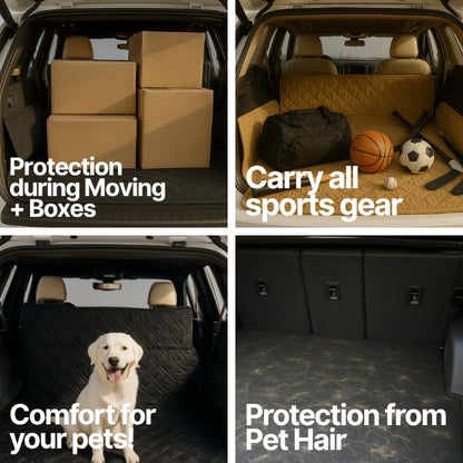 Formosa Covers Dog Cargo Liner for SUV - Heavy Duty Quilted and Padded Mat Covers Trunk Back Area - Hair Easily Shakes Off - Black - Universal Fit 68" W x 93" L - color: Black