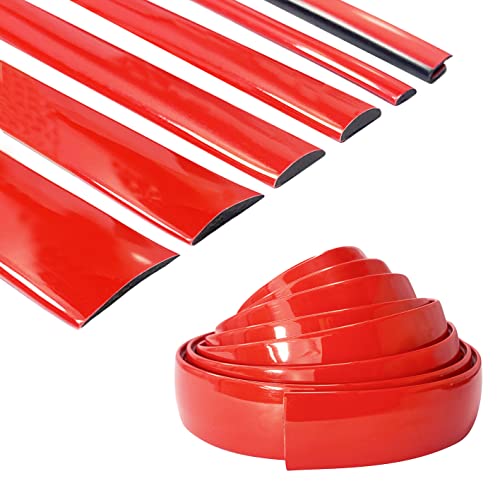 Solid Red Car Motor Bike Self-Adhesive Exterior and Interior Molding Trim Universal Dashboard Bumper Window Door Body Side Decorative Strip Scratch-Proof (Width: 3/4 inch (20mm), 8Ft) - size: 8Ft, style: Width: 3/4 inch (20mm)