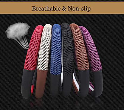 Cxtiy Premium Ice Silk Steering Wheel Cover - Soft, Breathable, and Anti-Slip for Ultimate Comfort and Style Universal Fit Most of Cars SUV Auto Vehicle (C-Coffee) - color: C-coffee
