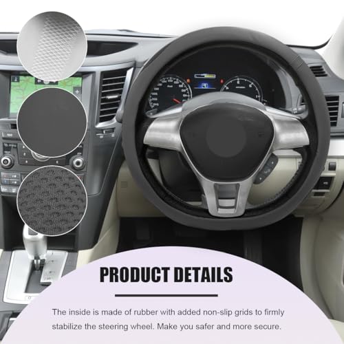 Car Steering Wheel Cover, Leather Breathable Ice Silk Auto Wheel Wrap with Anti-Slip Lining, Scratch-Resistant Elastic Protector Fit for 14.5-15 Inch Steering Wheels (Gray) - color: Gray