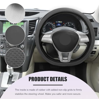 Car Steering Wheel Cover, Leather Breathable Ice Silk Auto Wheel Wrap with Anti-Slip Lining, Scratch-Resistant Elastic Protector Fit for 14.5-15 Inch Steering Wheels (Gray) - color: Gray