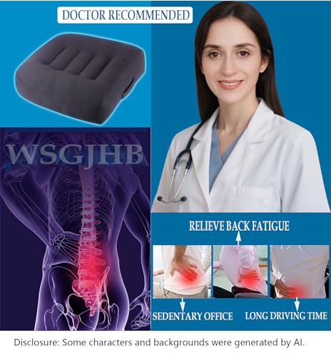 WSGJHB Office Chair Cushion Pillow Adult Car Booster Seat Cushions for Short People Effectively Increase Field of View Lower Back Fatigue Relief, for Cars Office Home Anti-Slip 18x18x4.7 inch Black - color: Black