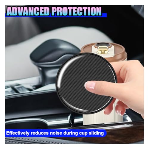 2PCS Sports Racing Car Cup Holder Coasters, 2.67 Inch Carbon Fiber Automotive Cup Holder Insert Coaster Pad, Non-Slip Shockproof Vehicle Interior Drink Cups Mat for RV, SUV, Truck(Black) - color: Black