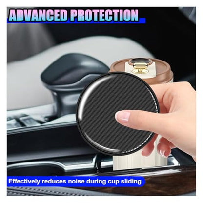 2PCS Sports Racing Car Cup Holder Coasters, 2.67 Inch Carbon Fiber Automotive Cup Holder Insert Coaster Pad, Non-Slip Shockproof Vehicle Interior Drink Cups Mat for RV, SUV, Truck(Black) - color: Black