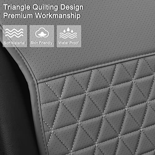 Black Panther 1 Pair Luxury PU Car Seat Covers Protectors for Front Seats, with Partial Backrest Coverage (Middle Part Only), Triangle Pattern, Compatible with 95% Cars - Grey - color: Triangle Pattern - Gray