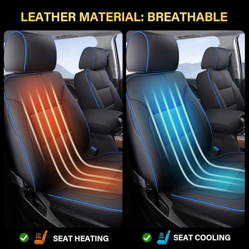 Coverado Chevy Silverado Seat Covers, Faux Leather Seat Covers Fit for Chevy Silverado GMC Sierra 2007-2026 1500, 2015-2026 2500HD 3500HD Crew Double Extended Cab (Front,Blueline) - color: Blueline, size: Front(2007-2025)