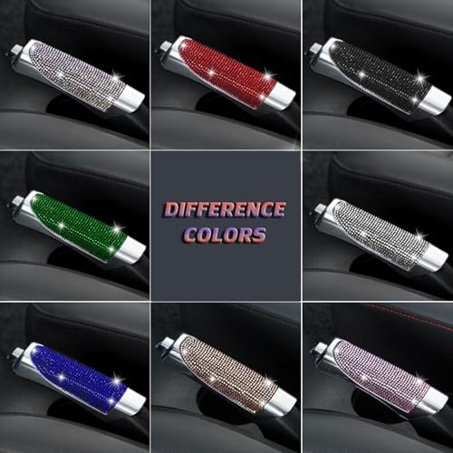 Car Handbrake Cover Bling Diamond Handbrake Housing, Cars Shift Gear Handbrake Covers, Rhinestone Handbrake Shell Pull Handle Protective Collars for Most Cars - color: blue