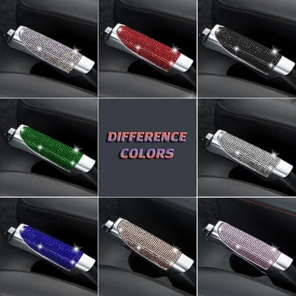 Car Handbrake Cover Bling Diamond Handbrake Housing, Cars Shift Gear Handbrake Covers, Rhinestone Handbrake Shell Pull Handle Protective Collars for Most Cars - color: blue