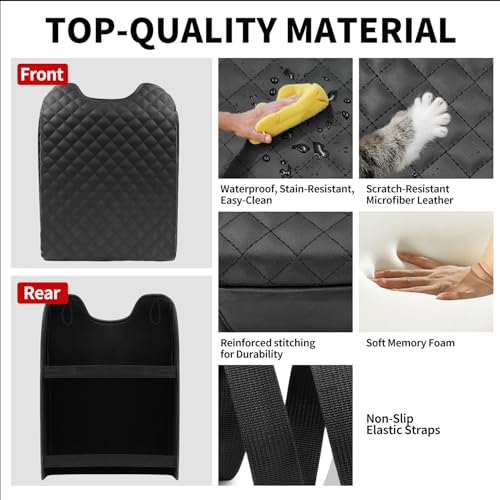Center Console Cover Compatible with Ford F150 2015-2020/2017-2022 F250 F350 F450 / 2018-2024 Expedition Accessories, Premium Leather Car Armrest Cover Pad (Bucket Seat Only) - size: 2015-2020 Ford F150