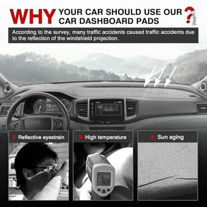 Autorder Dashboard Cover Mat for Honda Pilot 2016-2022 / Passport 2019-2025 / Ridgeline 2017-2025 Accessories Dash Cover Upgrade Flannel Dash Mat Sunshade Glare UV Rays Protector - size: 2016-2022 Honda Pilot