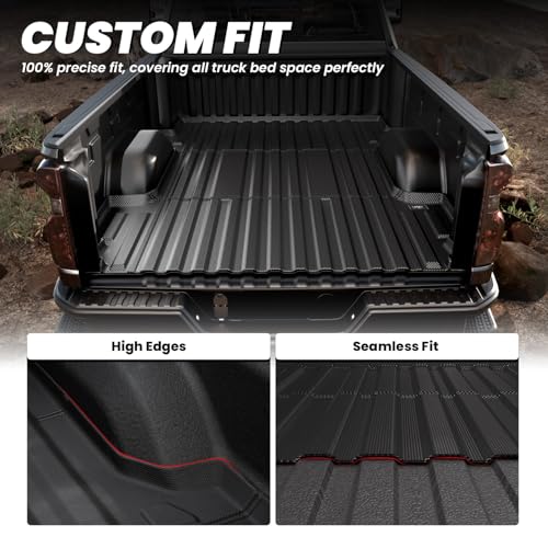 LASFIT Truck Bed Mat 2020-2026 for Chevrolet Silverado/GMC Sierra 2500HD 3500HD (Only Fit 6.8FT, Not Fit 5.8FT/6.6FT) All Weather TPE Custom Fit Car Bed Mat, Black (Not for 5th Wheel Package)