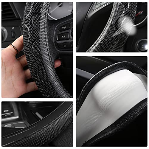 GIANT PANDA Steering Wheel Cover for Jeep Wrangler, Car Steering Wheel Cover for Jeep Grand Cherokee and Cherokee - Black