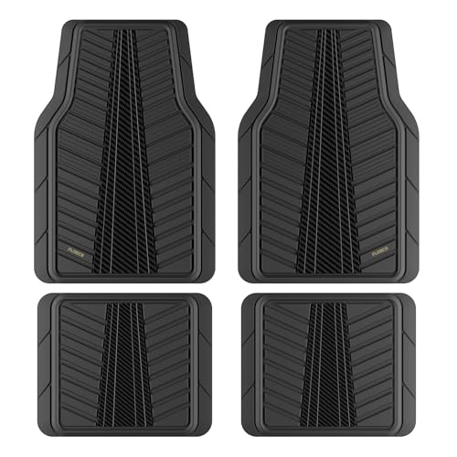 FLORICH Car Floor Mats, Heavy Duty Floor Mats for Cars, 4 Piece All-Weather Floor Mats with Anti-Slip Backing, Waterproof Universal Trim-to-Fit, Automotive Floor Mat for Cars SUV Trucks