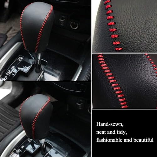 with Altima Logo Leather Gear Shift Knob Cover Protector Trim Automatic Transmission Interior Accessories for Nissan Altima 2013-2018(Not Fit 2.5SR/3.5)-Black Stitches