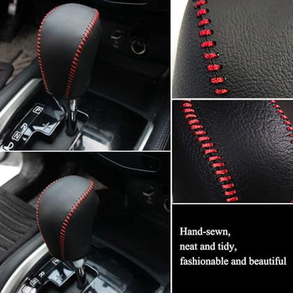 with Altima Logo Leather Gear Shift Knob Cover Protector Trim Automatic Transmission Interior Accessories for Nissan Altima 2013-2018(Not Fit 2.5SR/3.5)-Black Stitches