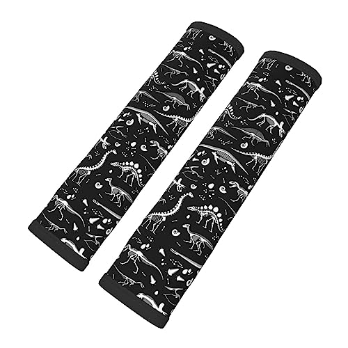 Black White Dinosaur Skeleton Seat Belt Cover Fits Cars Trucks SUV Sedans Air Permeability Car Seatbelt Strap Cover, Auto Interior Accessories Protector