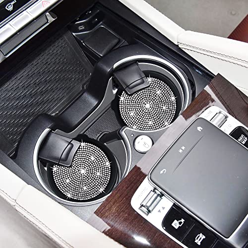 Car Cup Coaster Universal Non-Slip Cup Holders Bling Crystal Rhinestone Car Interior Accessories 2 Pack Black Whole Rhinestone - color: Black Whole Rhinestone, size: 2 Pack