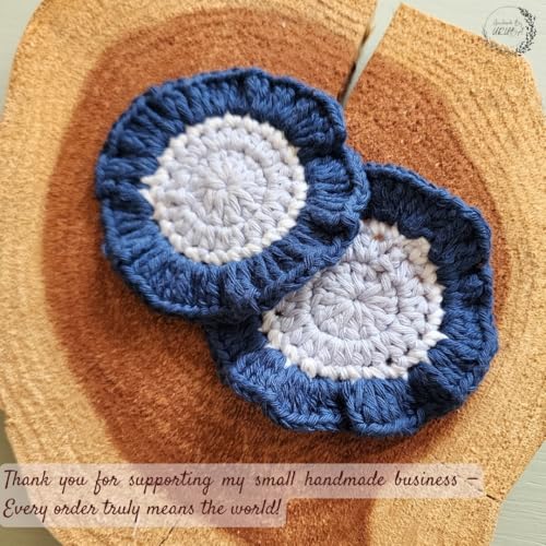 Cotton Crotchet Ruffled Flower Coaster Set (Coastal Breeze) - color: Coastal Breeze