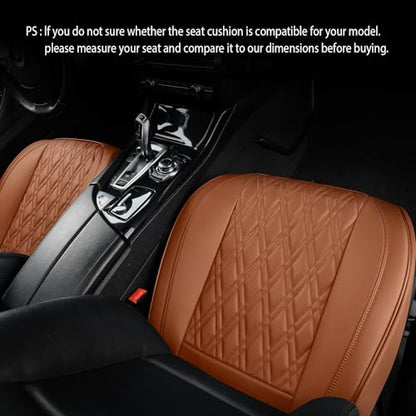 Luxury Faux Leather Car Seat Cover Front Bottom Protector, Seat Cushion Without Backrest, Anti-Slip and Wrap Around The Bottom, Fit Most Cars & Vehicles, 1 Piece, Brown - color: Brown, size: 1 PCS