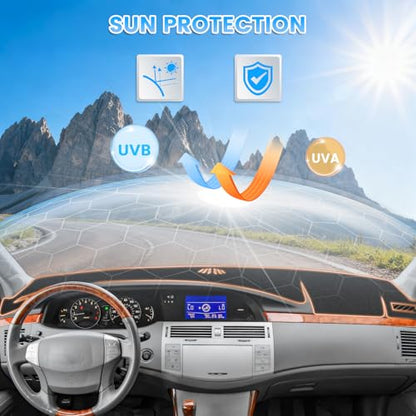 KUST Black Dash Cover Compatible with Toyota Avalon 2005-2010 Dashboard Cover Accessories for Avalon Non-Slip Polyester Dashboard Mat Custom Fit Center Console Sunshield Protector No Glare - size: Avalon 05-10(Black)