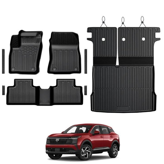 Floor Mats for Nissan Kicks 2025-2026, All Weather Floor Mats Trunk Cargo Liner and Door Sill Guards Accessories, Full Coverage Set (Fit for FWD/AWD) - size: For Nissan Kicks | 2025-2026