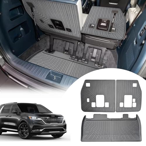 Cargo Liners Backrest Mat for Kia Carnival Accessories 2022-2025 2026 with Hook&Loop Rear Trunk Mat Rear Seat Back Cover Protector All Weather Anti-Slip Split Dog Liner 3 PCS - color: Kia Carnival 2022+, size: Backrest Mat + Trunk Mat
