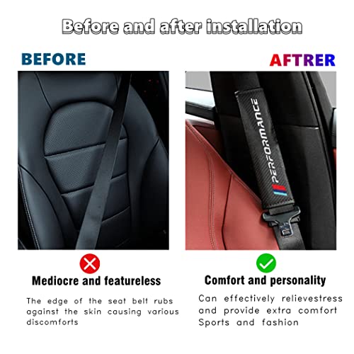 Car M 3 Color Performance Letters seat Belt Cover Carbon Fiber Texture Car seat Belt Shoulder Pad Cover Soft and Comfortable Suitable for Any Car Model