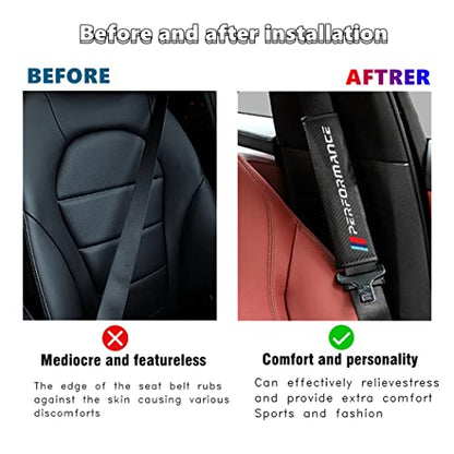 Car M 3 Color Performance Letters seat Belt Cover Carbon Fiber Texture Car seat Belt Shoulder Pad Cover Soft and Comfortable Suitable for Any Car Model