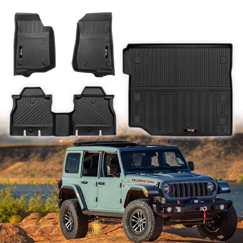 Custom Floor Mats & Cargo Trunk Liner for 2018-2025 2026 Jeep Wrangler JL 4 Door (Not 4XE) Accessories All Weather TPE Protection Mat (for 2018-2026 Jeep Wrangler JL 4 Door) - color: for 2018-2026 Jeep Wrangler JL 4 Door
