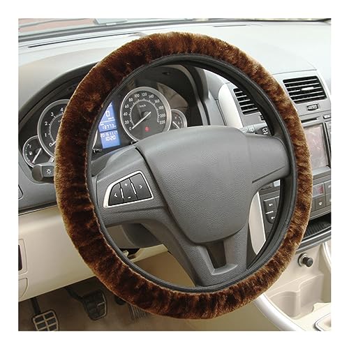 Ziciner Elastic Fuzzy Steering Wheel Cover, 15'' Soft Steering Wheel Protector for Warm Winter, Anti-Slip Fluffy Car Wheel Covers, Universal Car Interior Decor Accessories for Women Men (Coffee) - color: Coffee