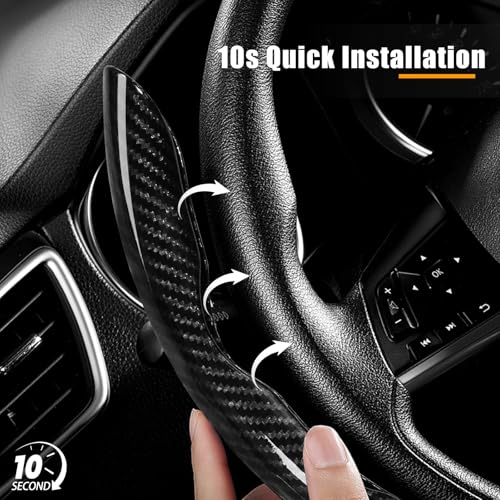 Carbon Fiber Steering Wheel Covers 3 Piece Clip on Steering Wheel Cover (Black) - color: Black