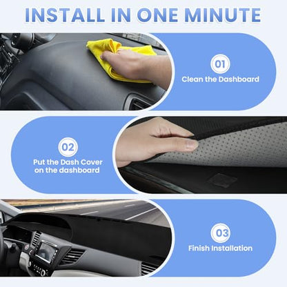 Sunsdrew Dashboard Cover Mat for 2012-2015 Honda Civic Dash Cover for Civic Suede Dash Cover Accessories Sun Shade Nonslip Mesh Protector No Glare - size: 16-21 Civic Dash Cover