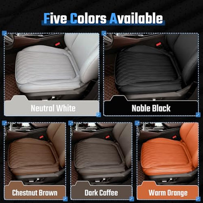 Car Seat Cushion, Nappa Leather Ventilation Hole Breatheable Design for Driver Passenger, All-Season Anti-Slip Bottom Seat Cover,19.49in x 21.26in (1 Piece/Orange)