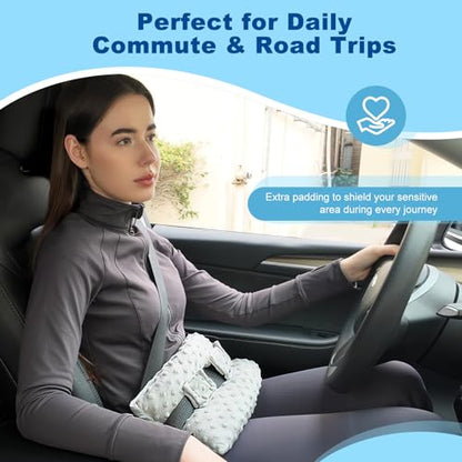 supregear Abdominal Seatbelt Pillow, Soft Minky Dot Cover Cushion with Hot/Cold Pack Pocket for Gentle Comfort and Pressure Relief During Travel or Recovery (Grey) - color: Grey (Minky Dot Cover)
