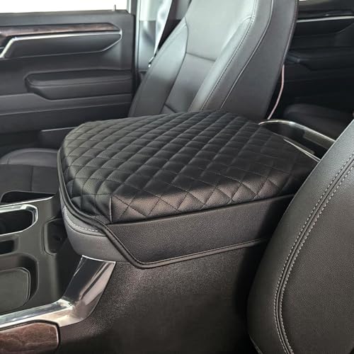 Zxiaochun Center Console Cover for 2019-2026 Chevy Silverado/GMC Sierra & 2021-2026 Tahoe/Suburban/Yukon Accessories, Console Armrest Box Leather Protective Cover (Fits Bucket Seat Consoles Only) - color: Black, size: For 2019-2026 Silverado Sierra Bucket