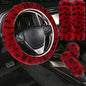 Pinbola 5pcs in 1 Set Faux Wool Steering Wheel Cover Soft Fluffy Handbrake Cover & Gear Shift Cover & 2pcs Seat Belt Shoulder Pads Warm Universal Fit for 15 Inch (L-Wine Red) - color: L-Wine Red