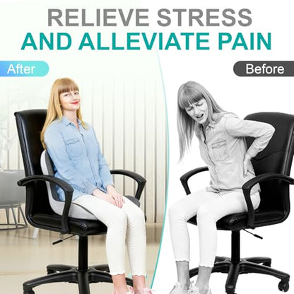 Seat Cushion for Office Chair, Car and Wheelchair Use, with Lumbar Support Pillow and Memory Foam Coccyx Cushion for Tailbone, Back, Sciatica, Ergonomic seat Cushion