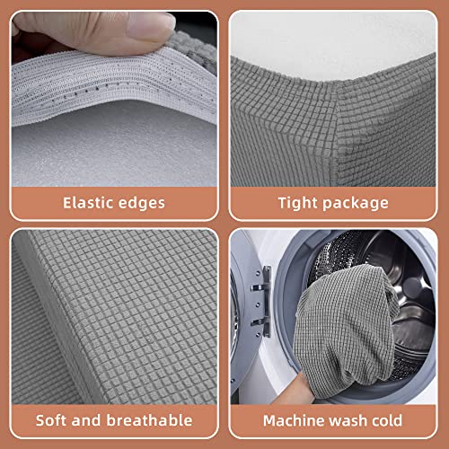 Sfcddtlg RV Dinette Cushion Covers - Grey Stretch Dinette Seat Covers - Washable Loveseat Slipcovers for Camper Car Bench Seats (2 Backrest & 2 Bench Covers)
