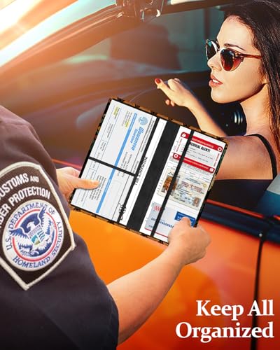 Slohif Car Registration and Insurance Holder - Boho Vehicle Glove Box Organizer Women with Magnetic Shut Leather Automobile License Holders Coasters Auto Accessories Case for Document - color: Art Flowers