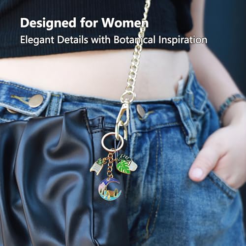 YOUNGGRACE Succulent Shaped Keychain 3-Pack for Women, Decorative Plant Keychain Set with Plant, Car and Moon Charms, Stylish Accessories for Bags or Car Keys, Unique Gift Idea for Plant Lovers