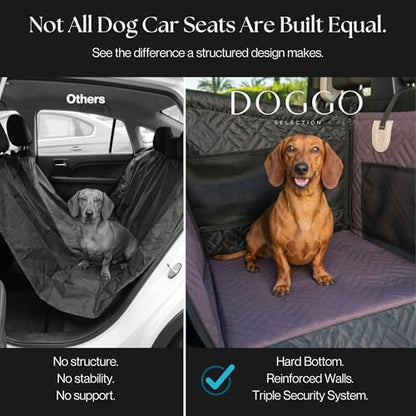Dog Car Seat for Small & Medium Dogs up to 35 lbs, Hard Bottom Pet Travel Seat with Safety Tether, Waterproof Oxford Fabric, Fits Cars, SUVs & Trucks (Brown)