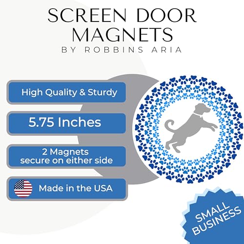 Screen Door Magnets Double Sided – Keep People, Kids, and Dogs from Running into the Screen Door - Robbins Aria Dog Mosaic - color: Dog Mandala Mosaic