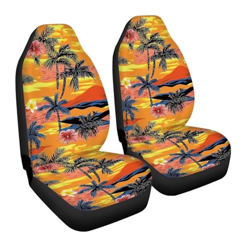 Dreaweet Hawaiian Car Seat Covers Front Seats Only 2 Pack Universal Elastic High Back Bucket Seat Covers for SUV Trucks Sedan Washable Car Seat Cover for Carseat Protection - color: Hawaiian Print